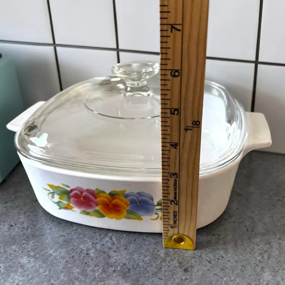 Vintage Corning Ware Summer Blush Pansy 2L Casserole Dish A-2-B with Pyrex Lid